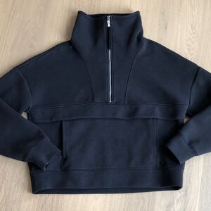 CALIA Half-Zip Soft Black Modal Drop Shoulder Sweatshirt / Sweater, Size S/M